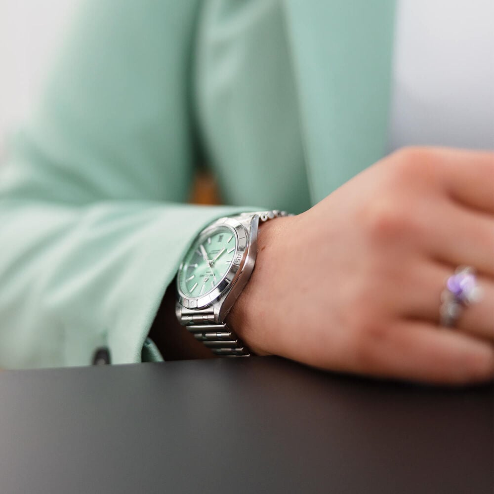 Breitling Chronomat 36mm Green Dial Steel Case Ladies Bracelet Watch image number 5