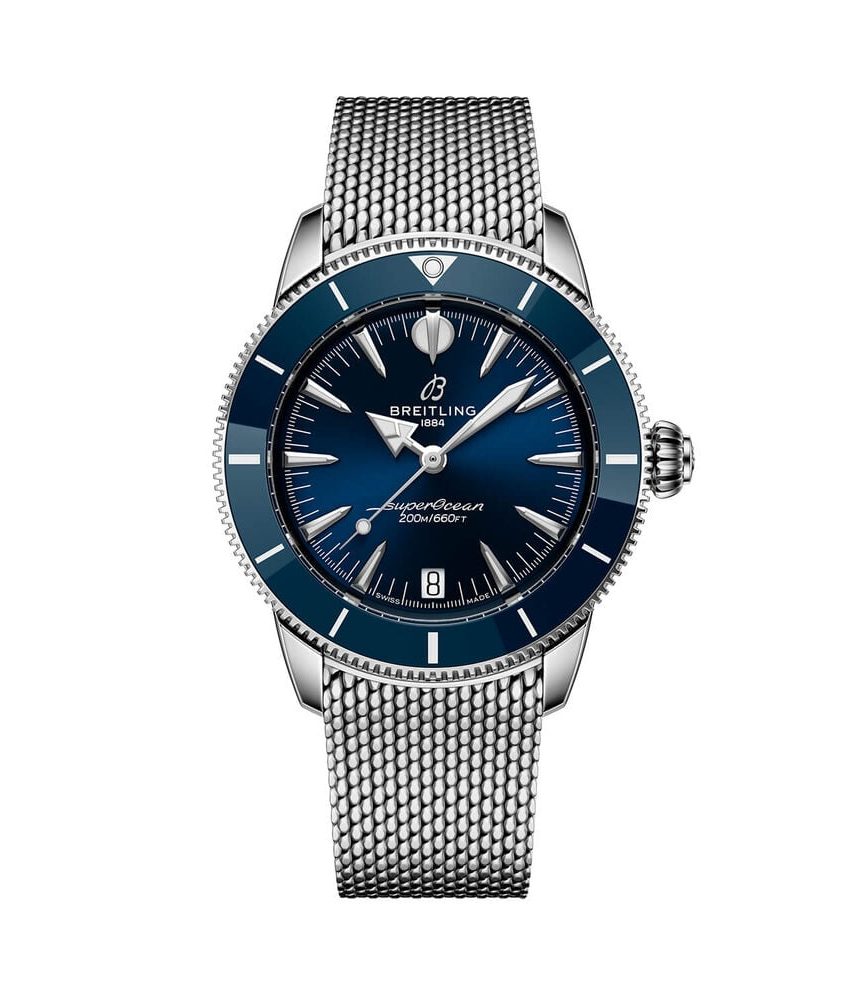 Breitling Superocean Heritage Automatic 36mm Blue Dial Mesh Steel Bracelet Watch image number 0