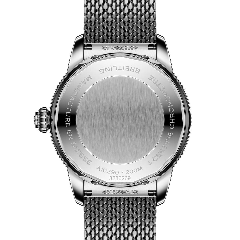 Breitling Superocean Heritage Automatic 36mm Blue Dial Mesh Steel Bracelet Watch image number 1