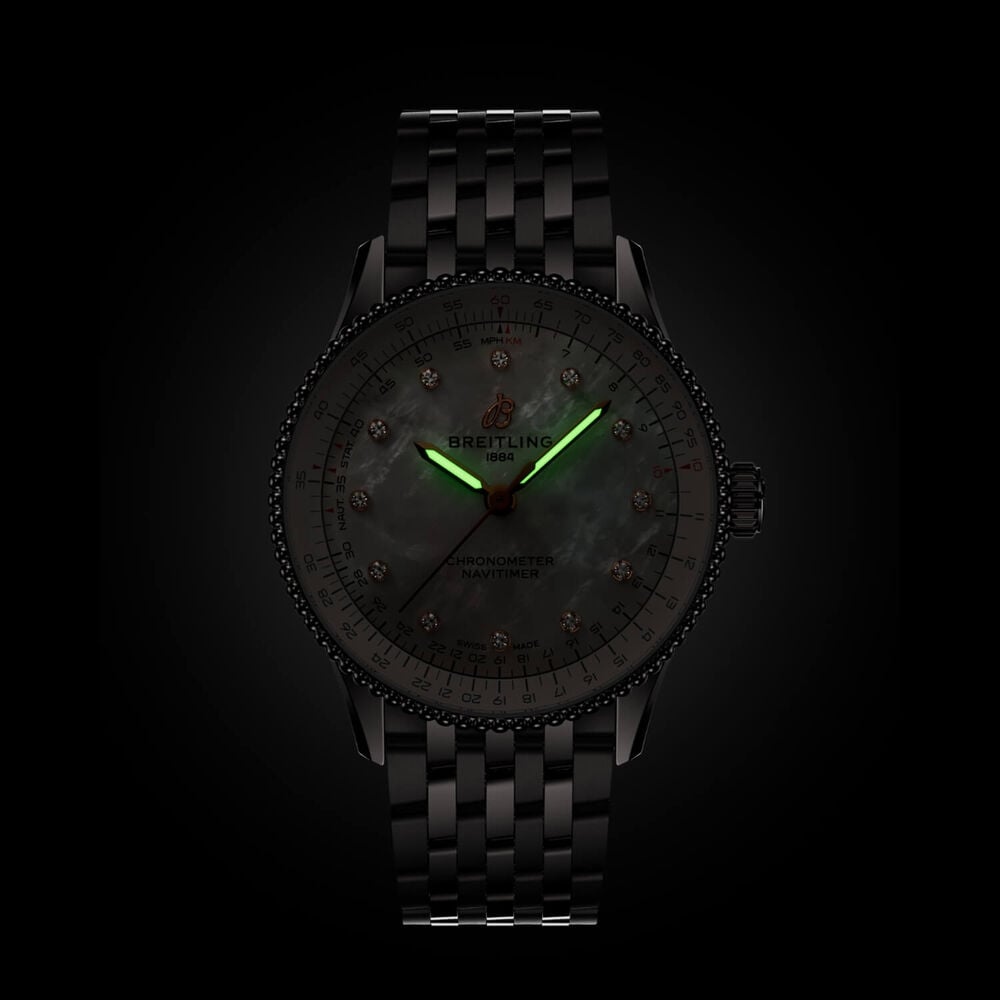 Breitling Navitimer Automatic 36mm Mother of Pearl Dial Steel Bracelet Watch image number 5