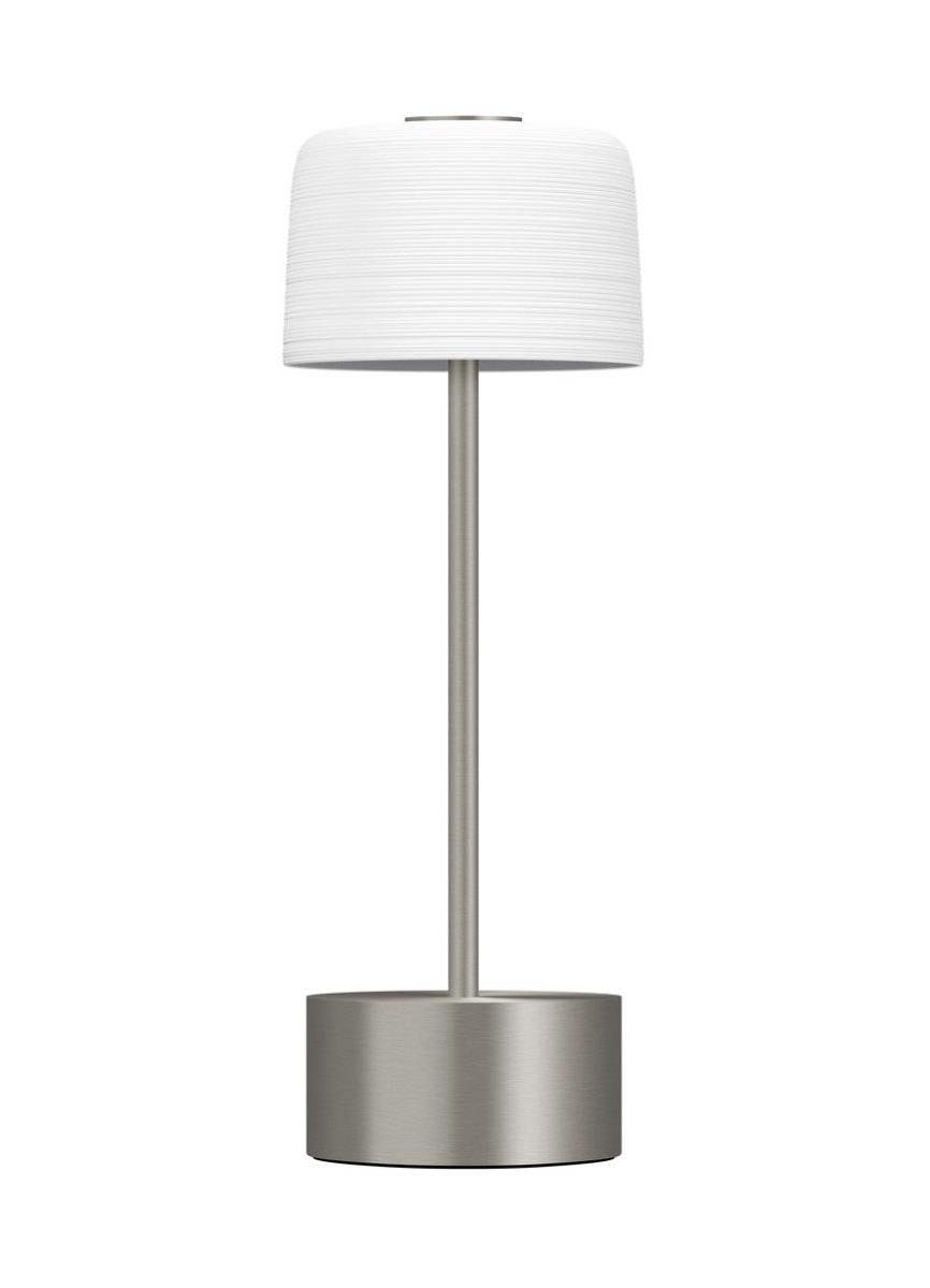 J.L Coquet, Hémisphère White Satin, Table lamp, silver