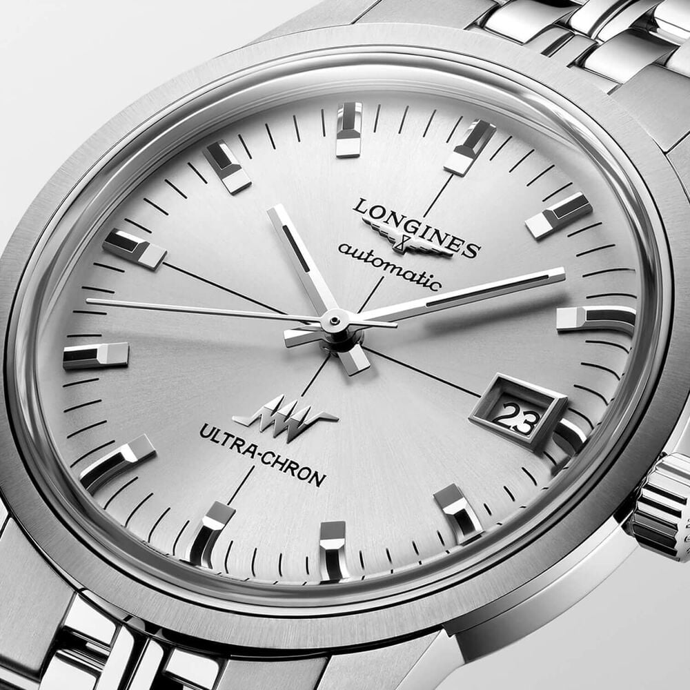 Longines Heritage Ultra-Chron Classic 37mm Silver Dial Steel Bracelet Watch image number 1