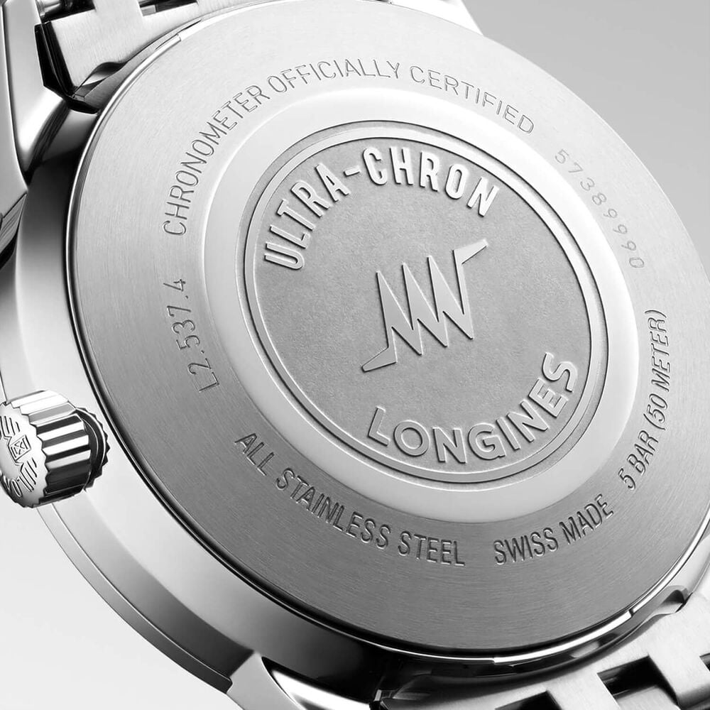 Longines Heritage Ultra-Chron Classic 37mm Silver Dial Steel Bracelet Watch image number 5