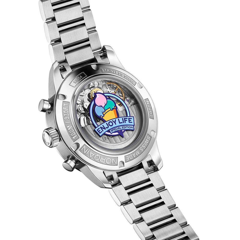 NORQAIN Freedom 60 Chronograph Enjoy Life Special Edition 40mm Dial Steel Bracelet Watch image number 3