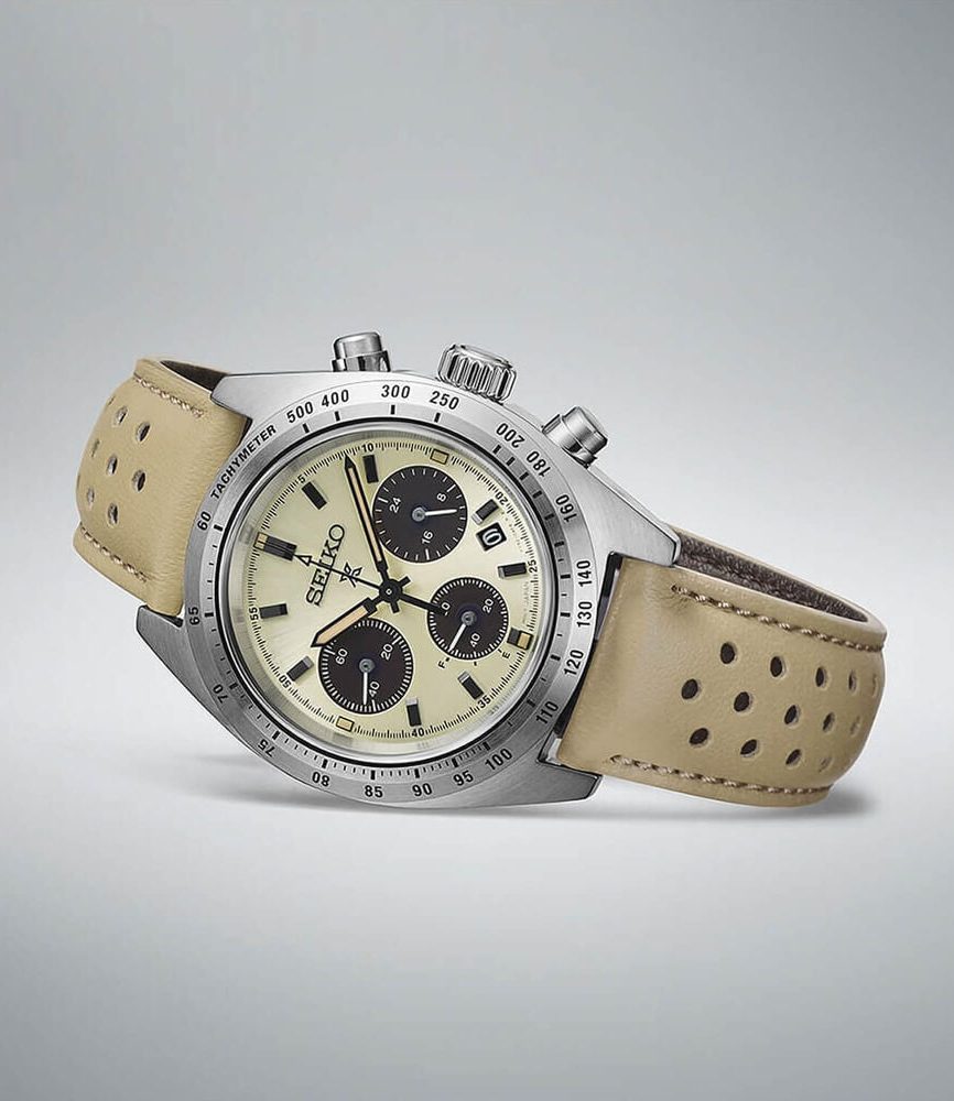 Seiko Prospex Speedtimer ‘Motoring’ European Exclusive 39mm Ivory Dial Steel Bracelet Watch image number 4