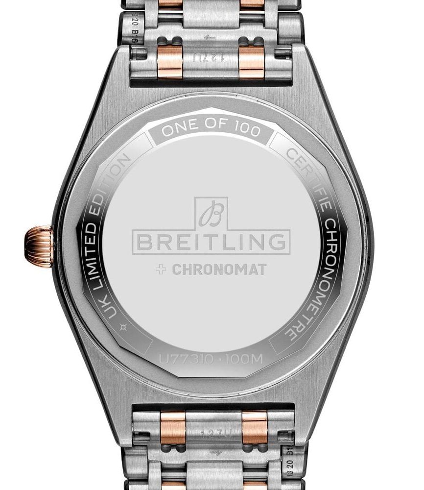 Breitling Chronomat UK Edition 32mm Black MOP Dial Diamond Set Bezel Steel Bracelet Watch image number 3