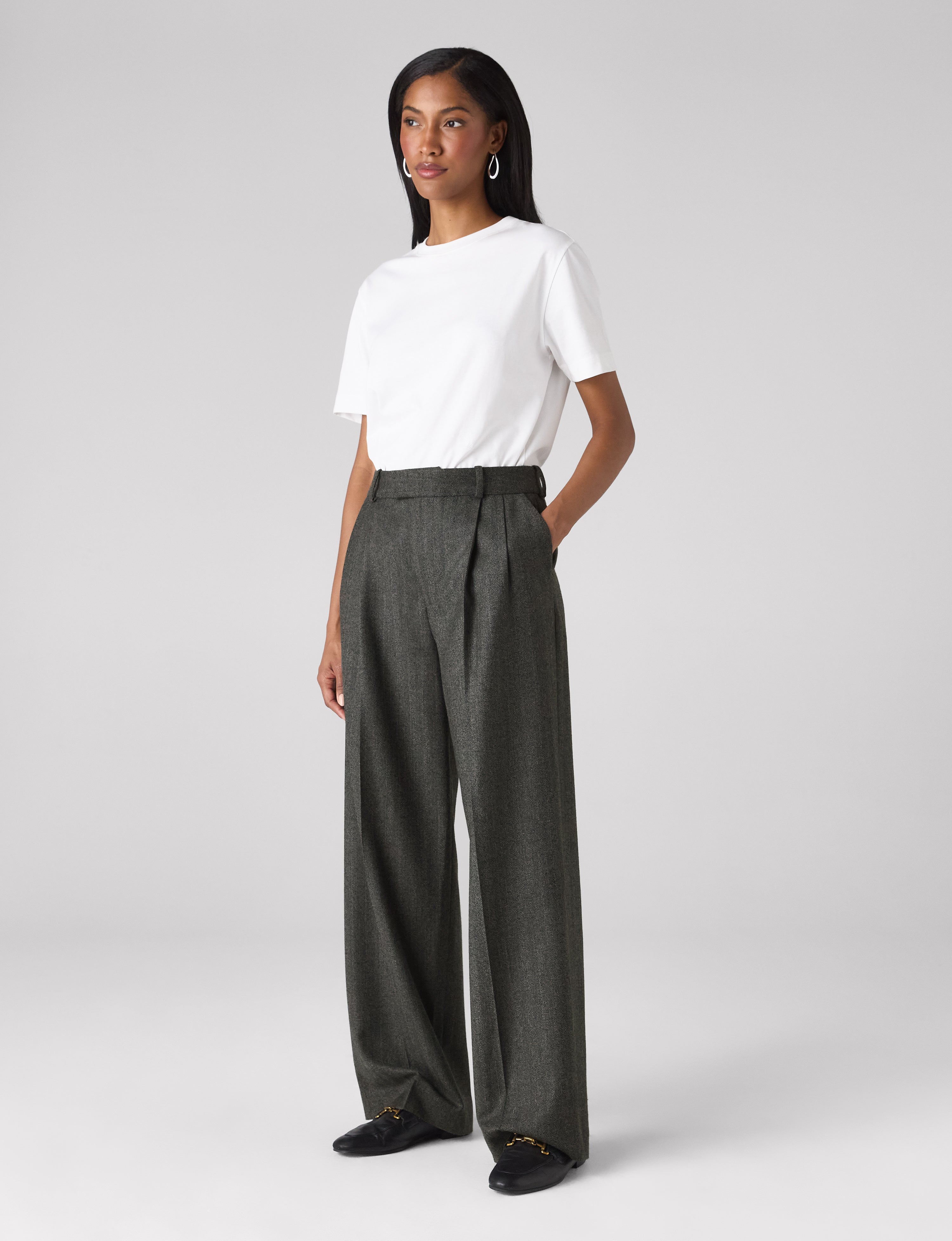 Rampling Trouser: Wool, Grey Herringbone - Image 3