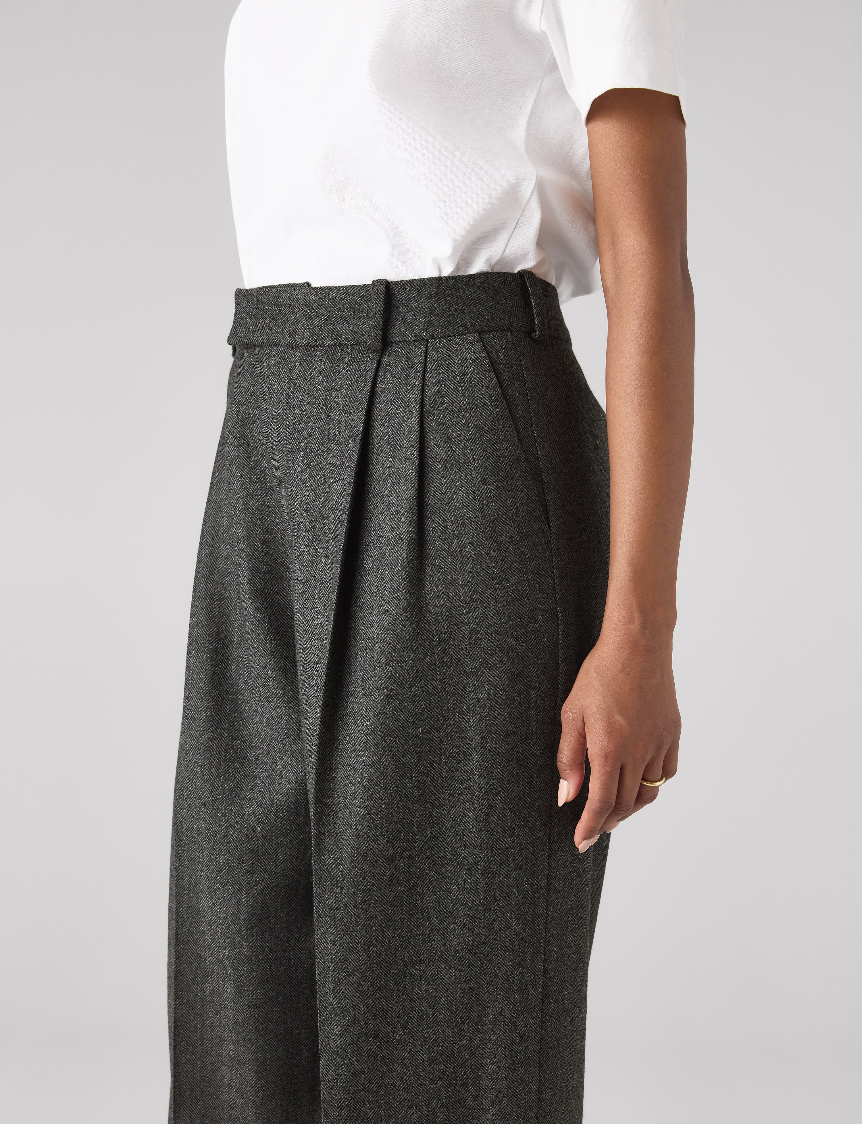 Rampling Trouser: Wool, Grey Herringbone - Image 7