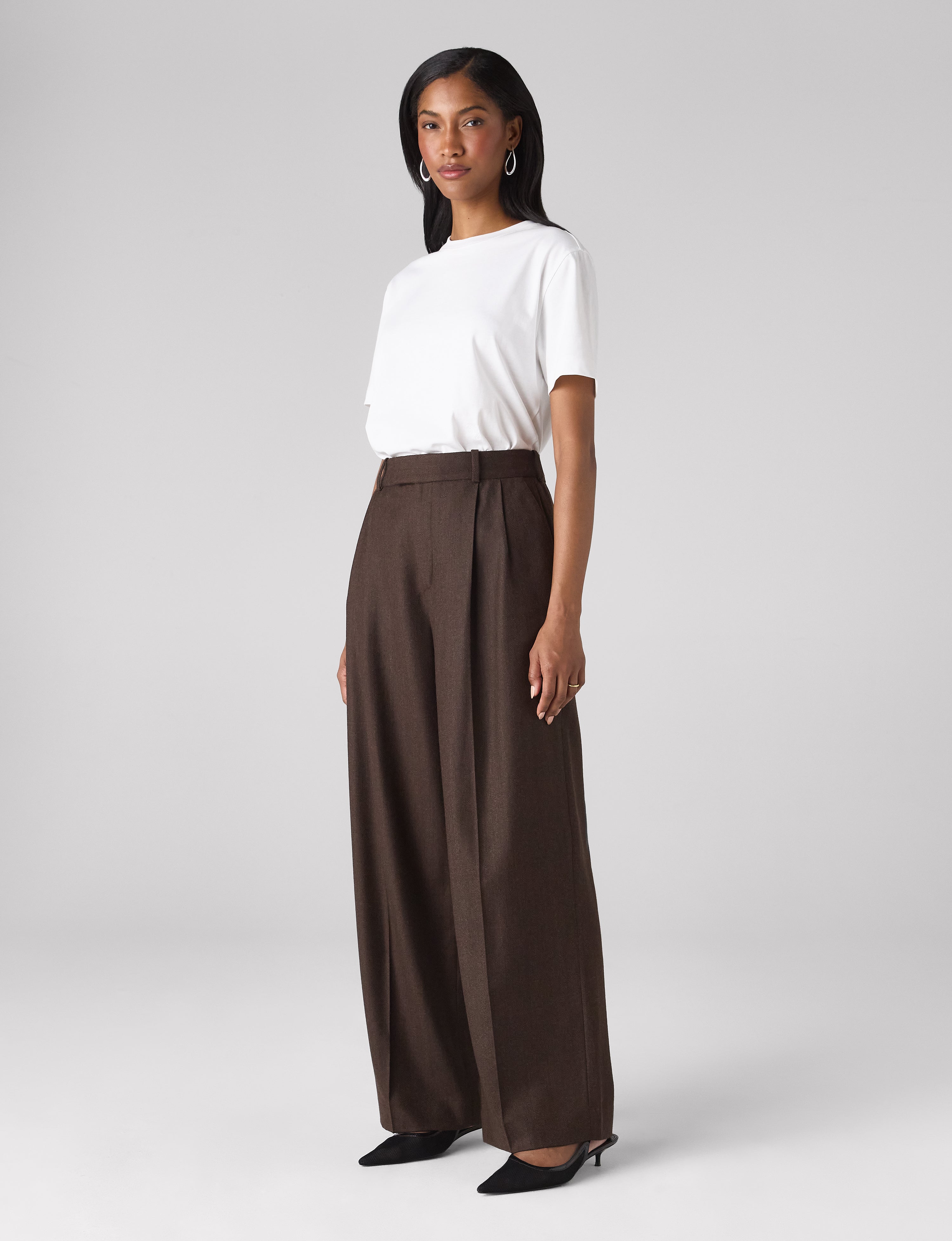 Rampling Trouser: Wool, Dark Brown Herringbone - Image 4