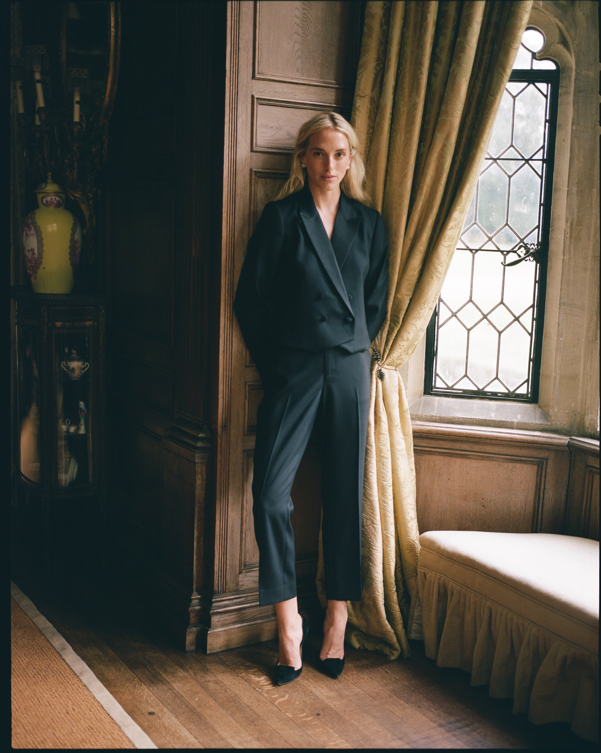 Regent Cigarette Trouser: Suiting Wool, Black