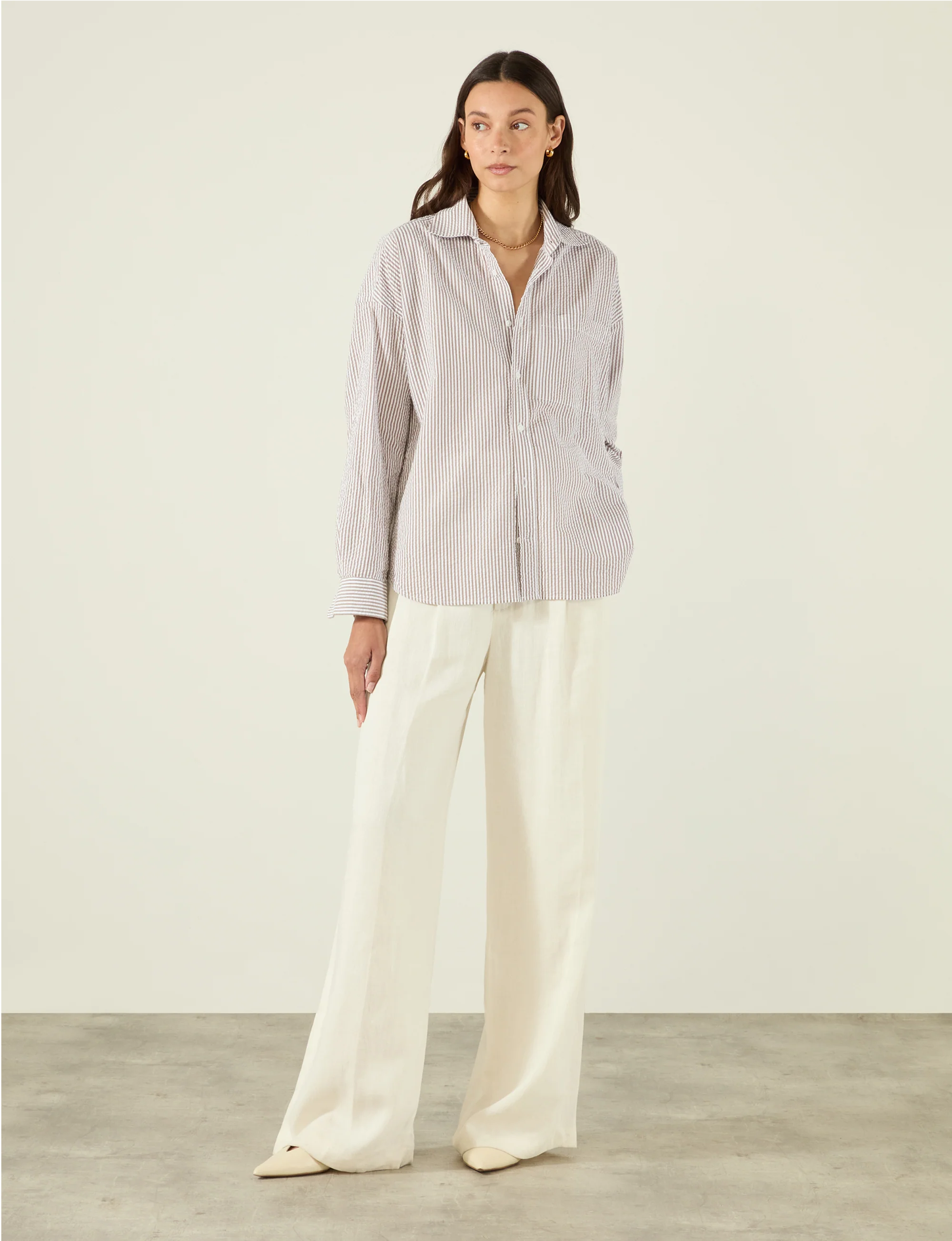 The Weekend: Seersucker, Mocha Stripe - Image 3