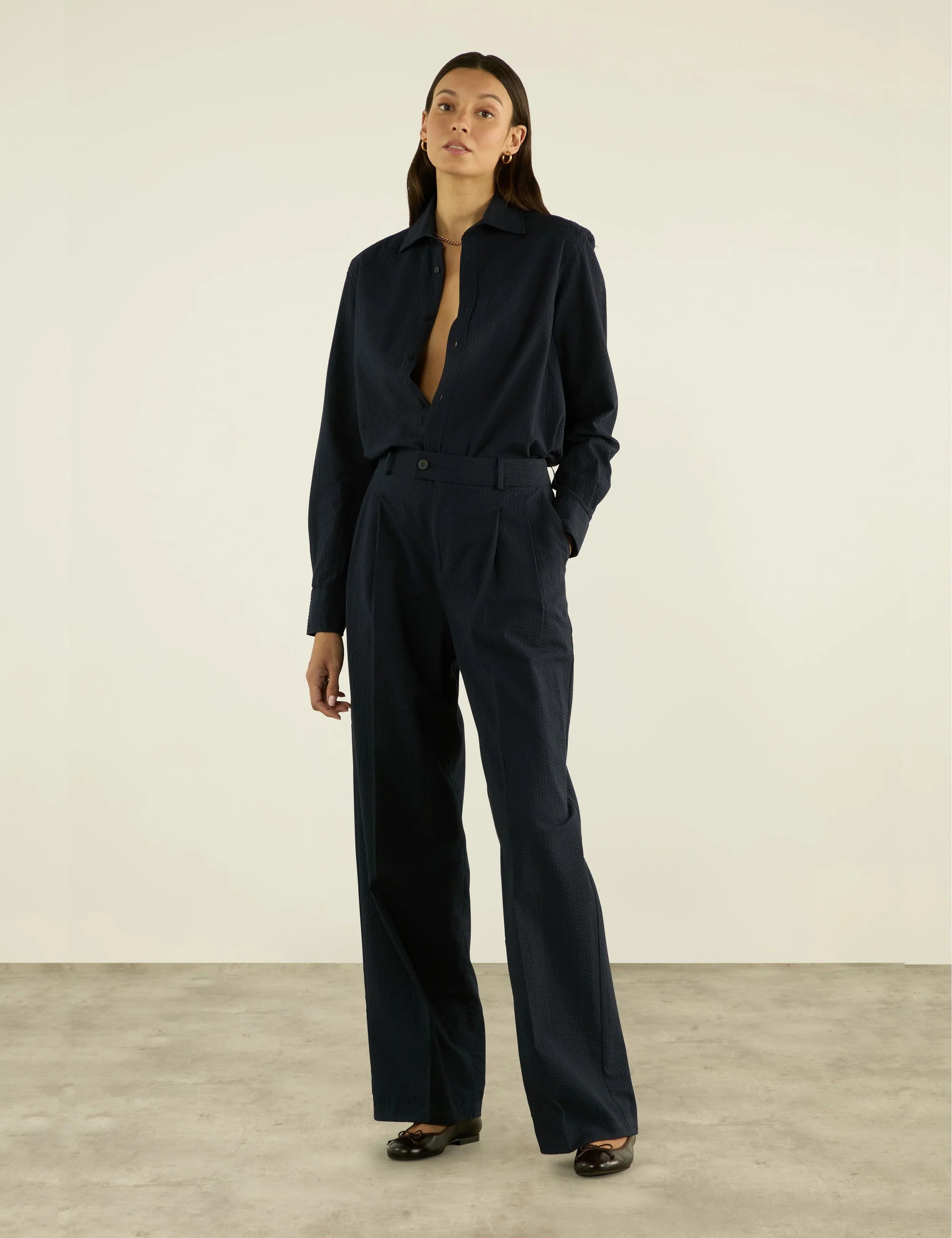 Rampling Trouser: Seersucker, Navy Blue - Image 4