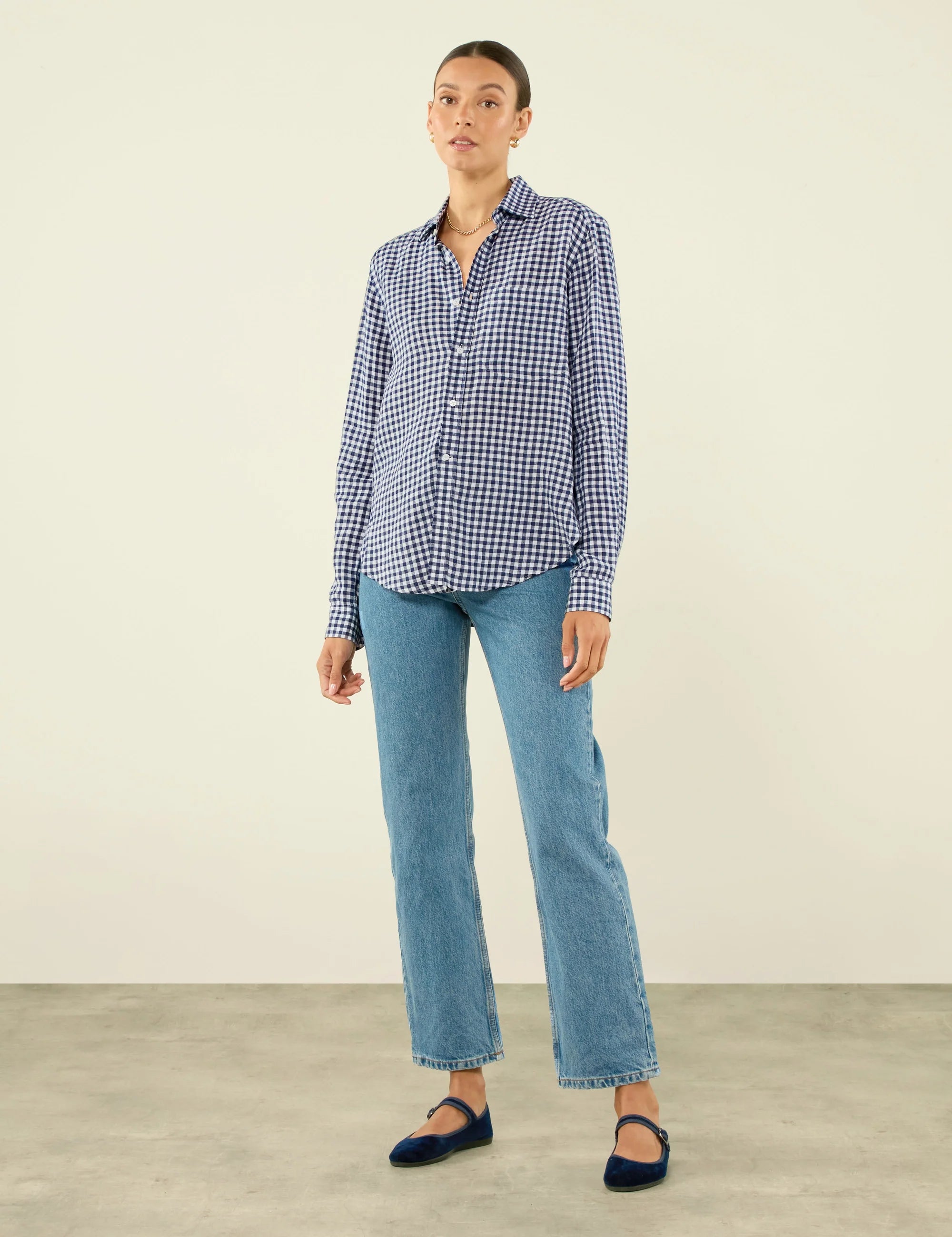 The Classic: Linen, Navy Blue Gingham - Image 4