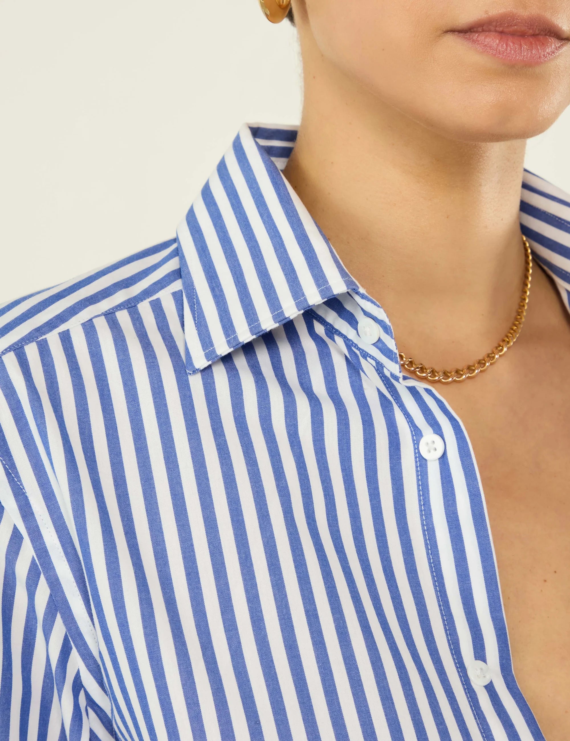 The Boyfriend: Fine Poplin, Royal Blue Stripe - Image 5
