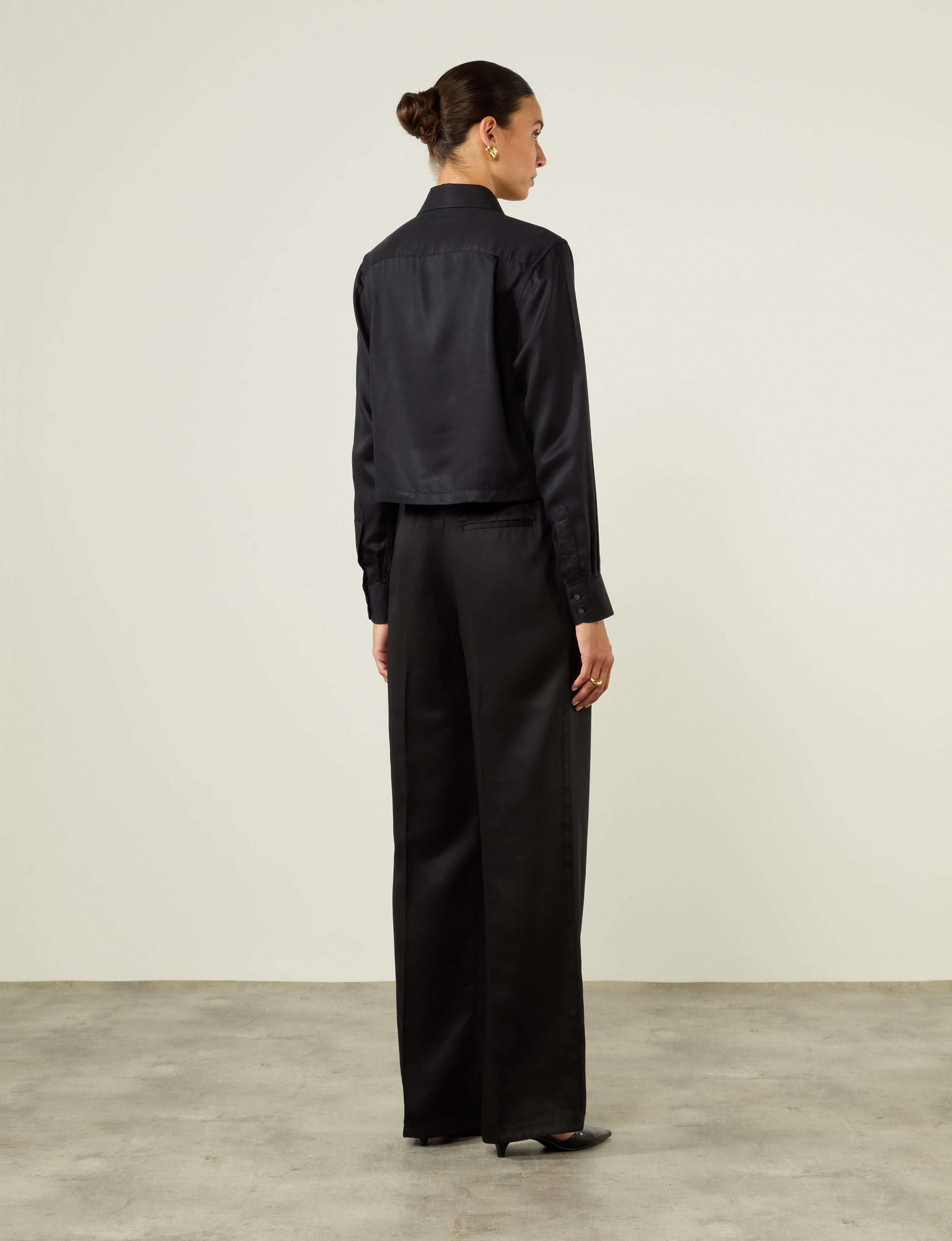 Rampling Trouser: TENCEL? Lyocell Satin, Black - Image 5