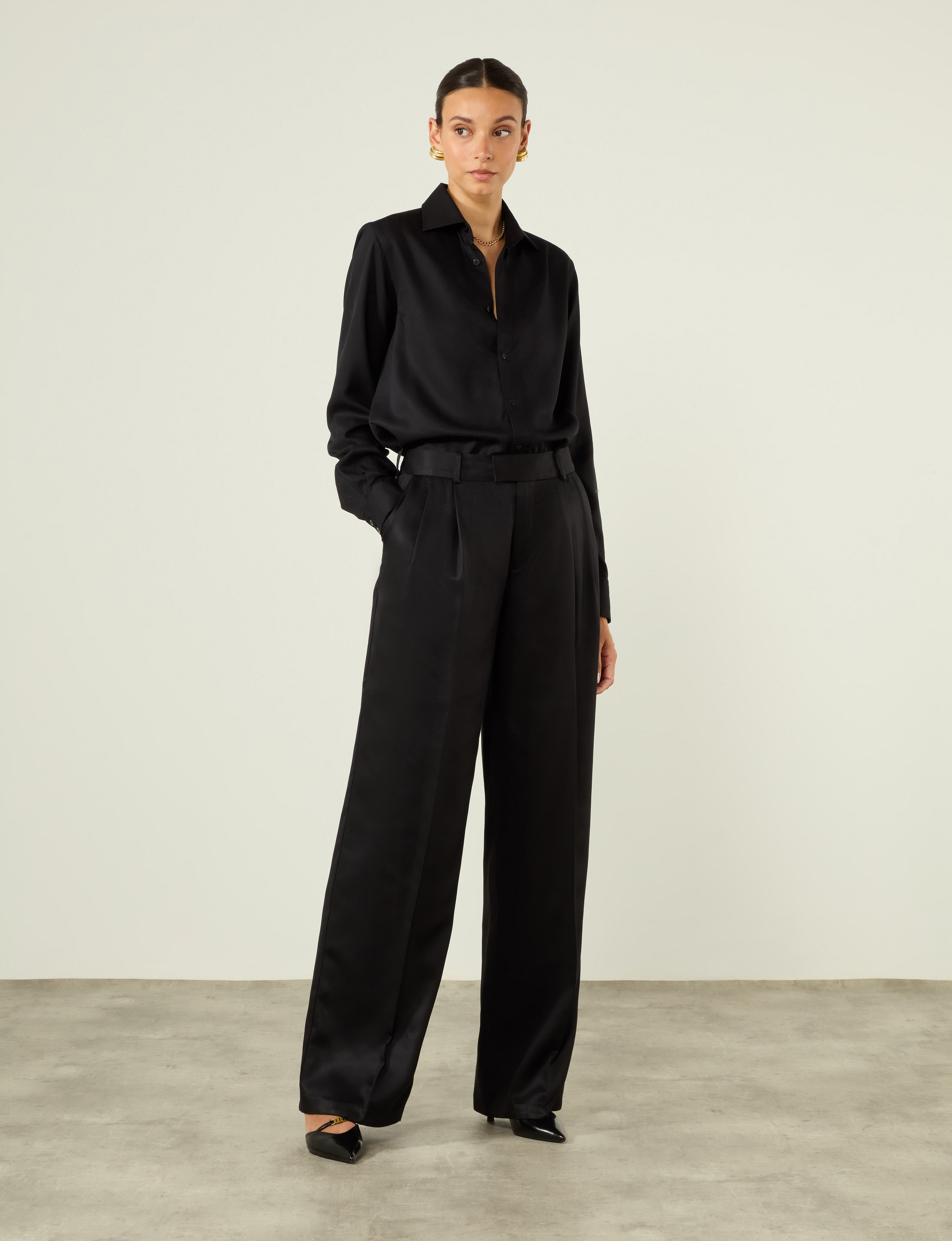 Rampling Trouser: TENCEL? Lyocell Satin, Black - Image 2