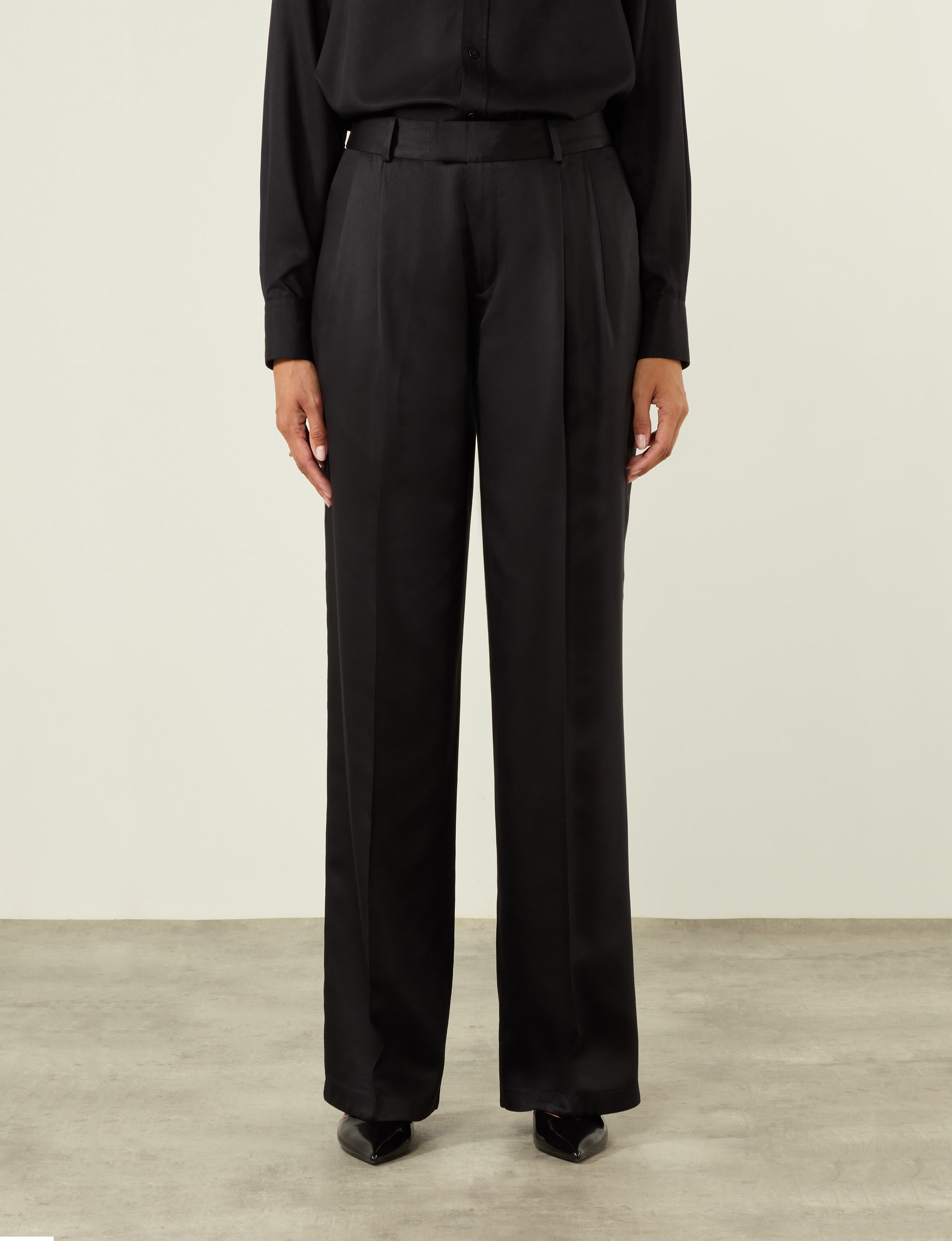 Rampling Trouser: TENCEL? Lyocell Satin, Black - Image 7