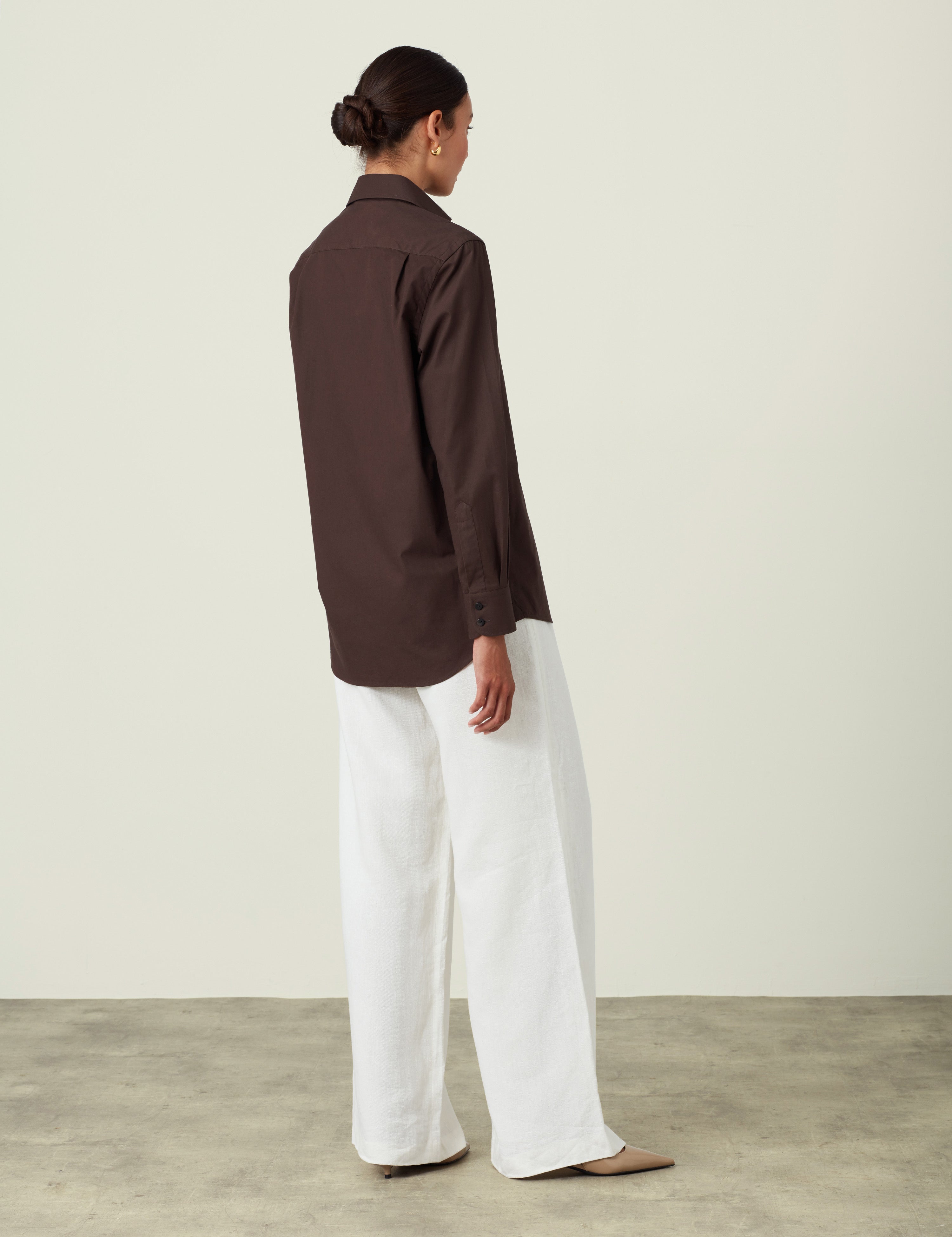 The Boyfriend: Fine Poplin, Chocolate - Image 6