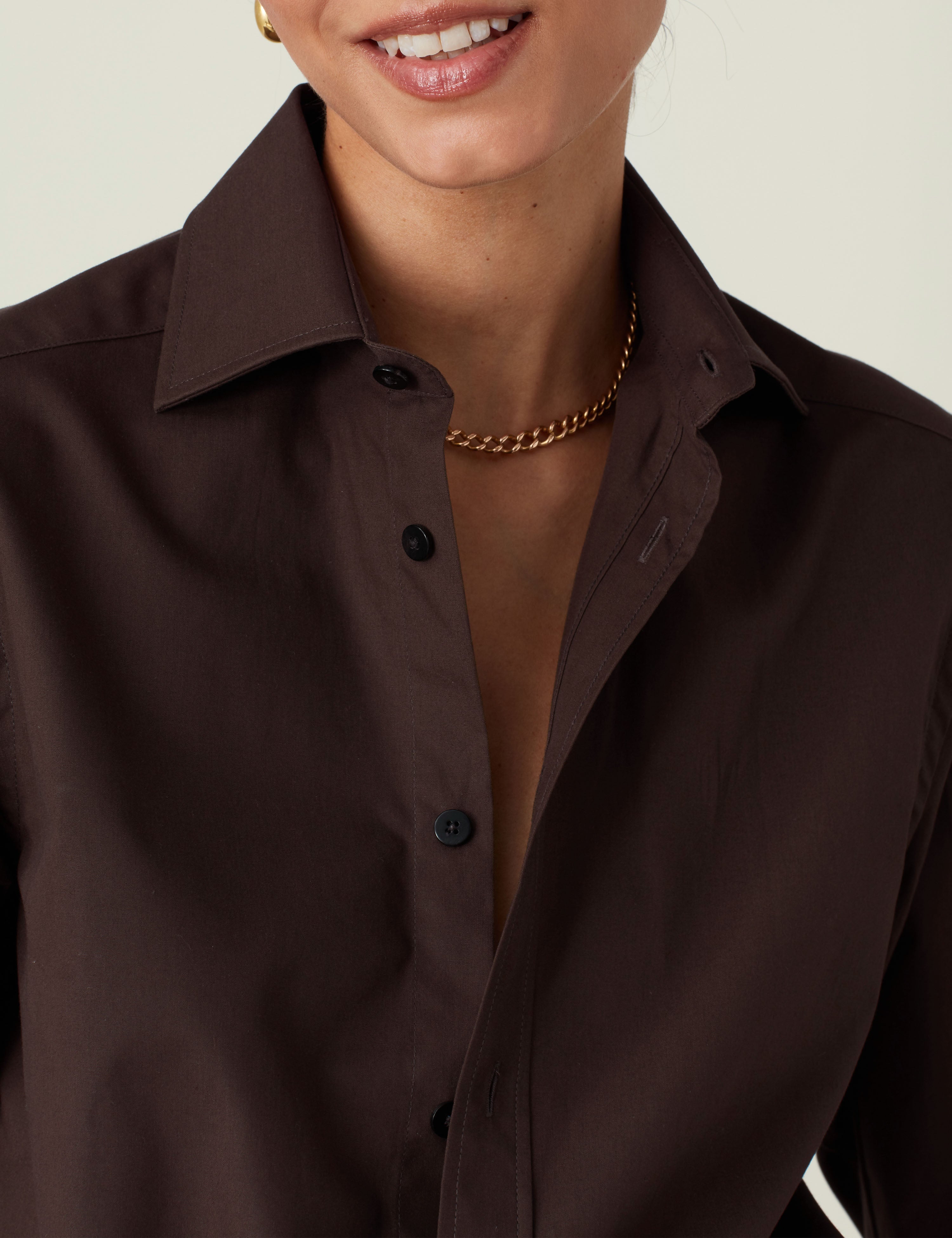 The Boyfriend: Fine Poplin, Chocolate - Image 5