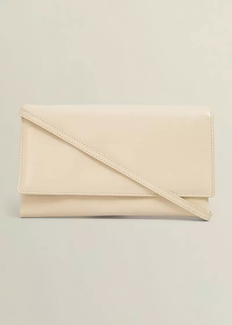 Renata Leather Clutch, Buttercream, hi-res
