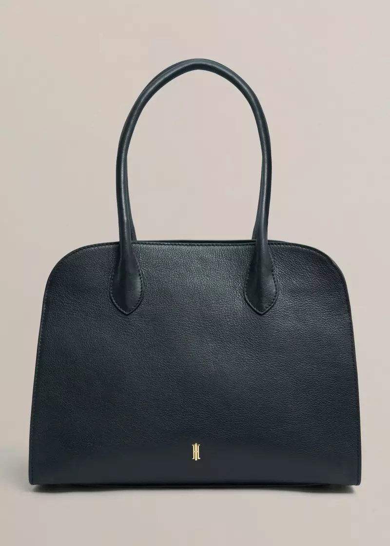 Alexis Leather Shoulder Bag, Black, hi-res