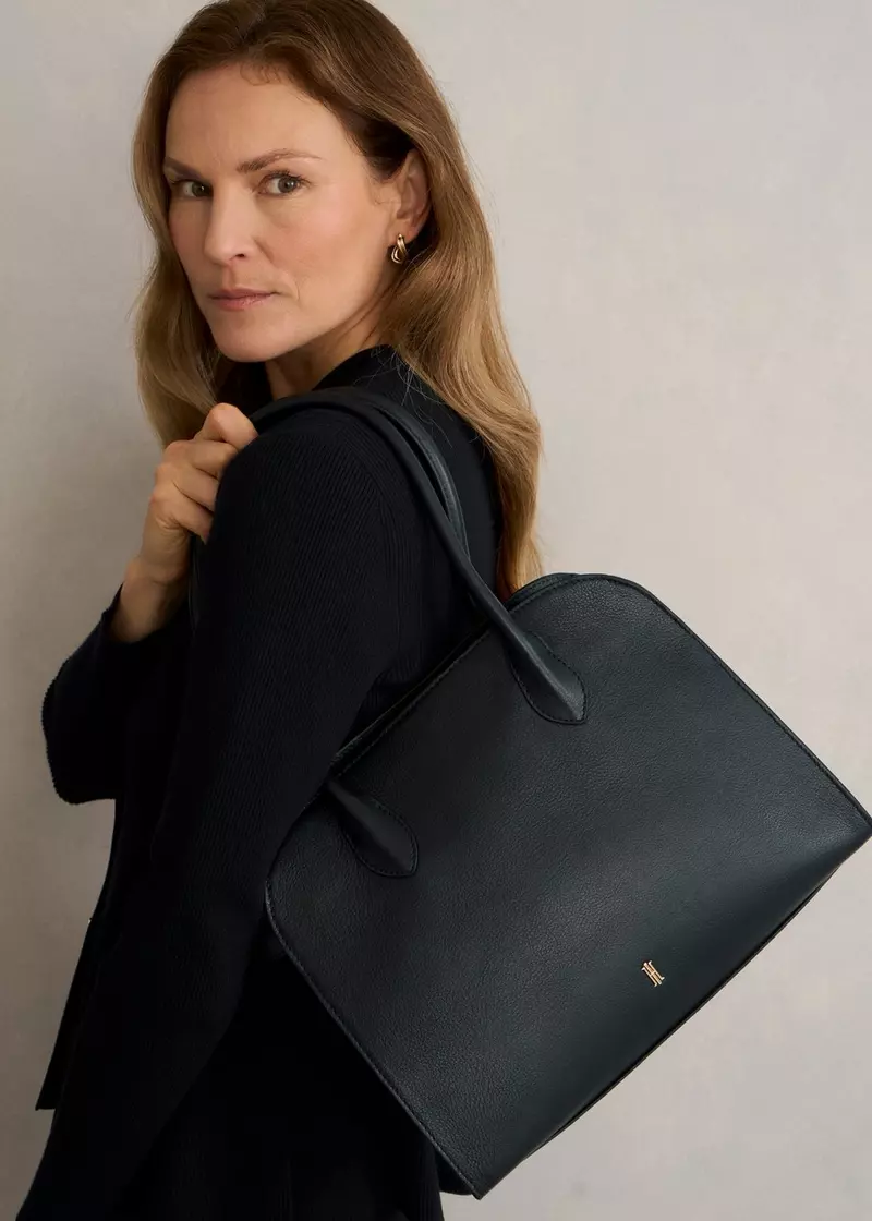 Alexis Leather Shoulder Bag, Black, hi-res