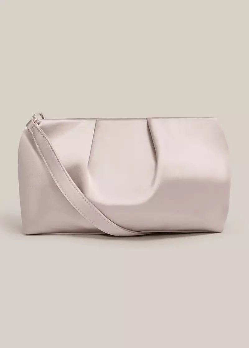 Clifton Satin Clutch, Champagne, hi-res