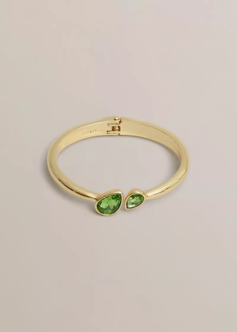 Lilia Cut Glass Cuff, Gold Green, hi-res