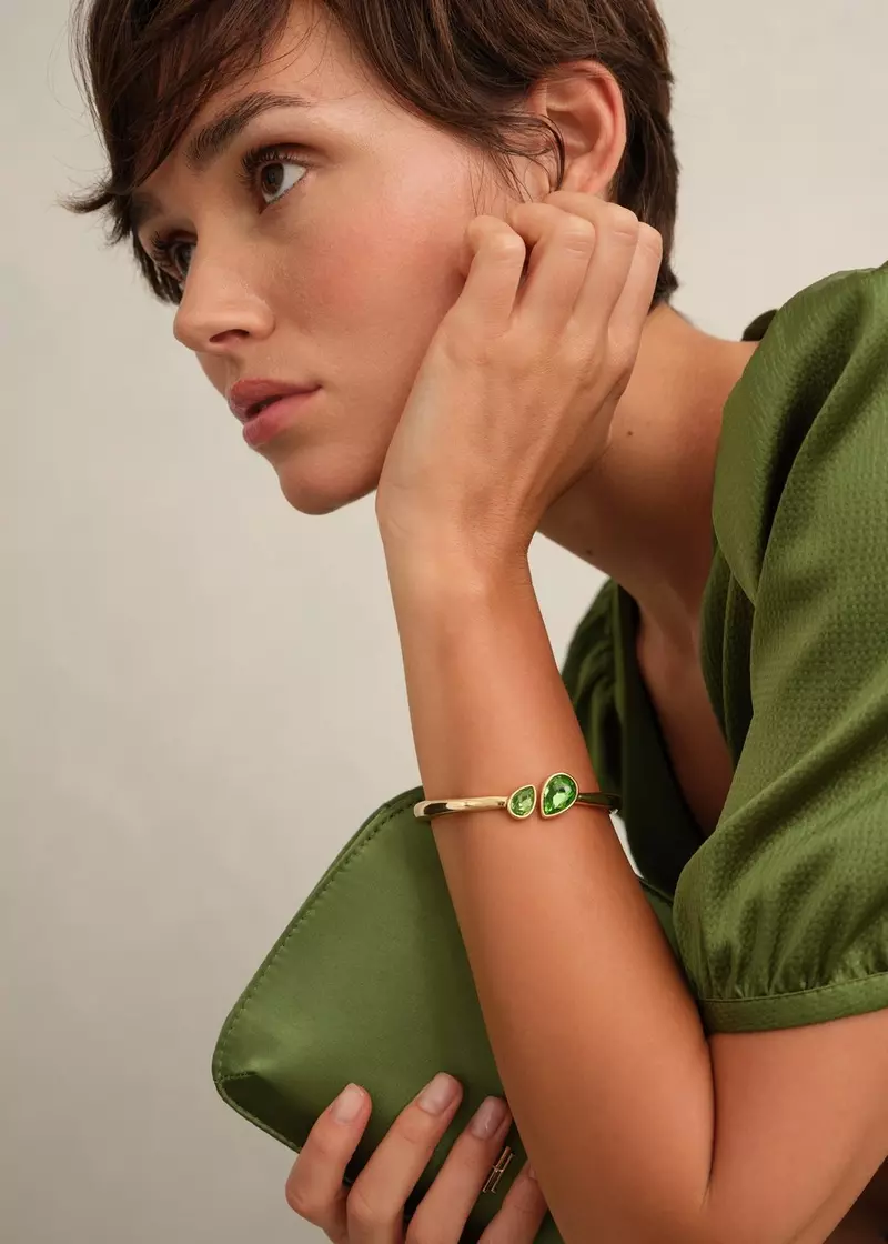 Lilia Cut Glass Cuff, Gold Green, hi-res