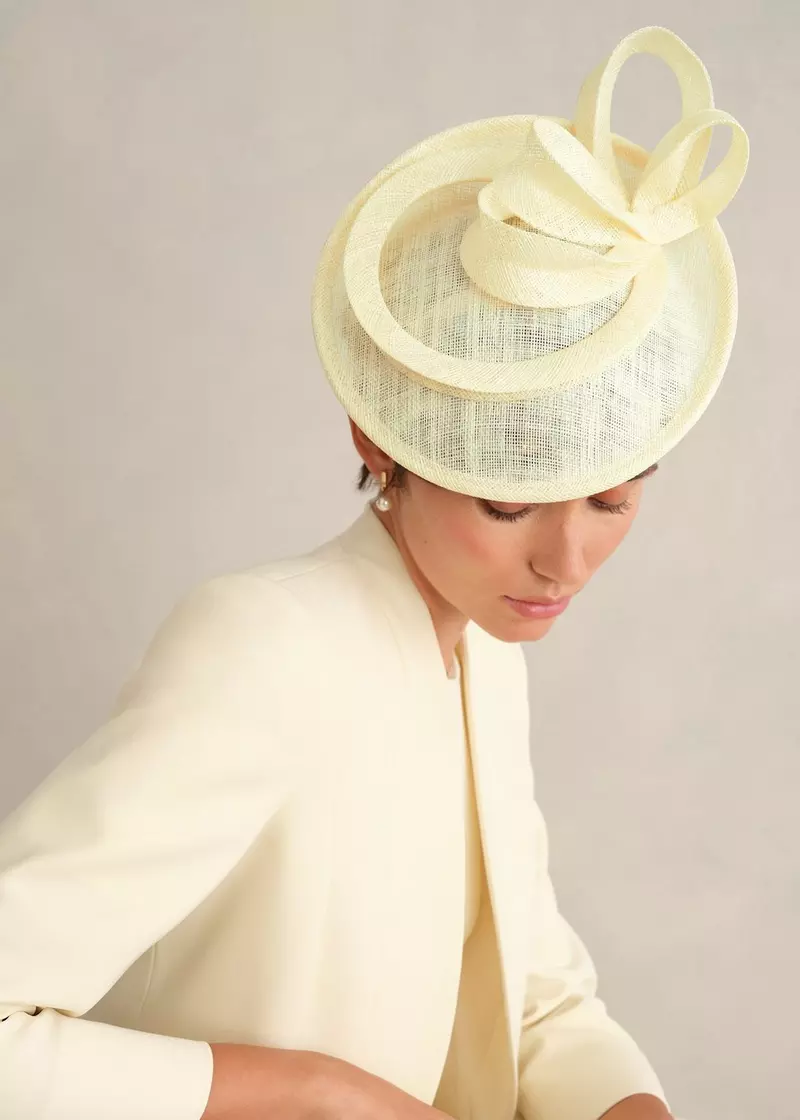 Elaine Fascinator, Pale Yellow, hi-res
