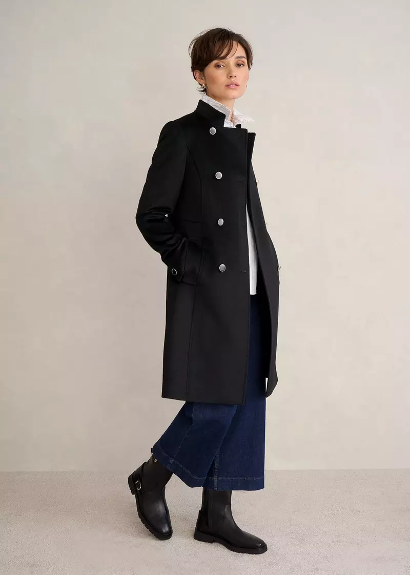 Selina Wool Coat, Black, hi-res