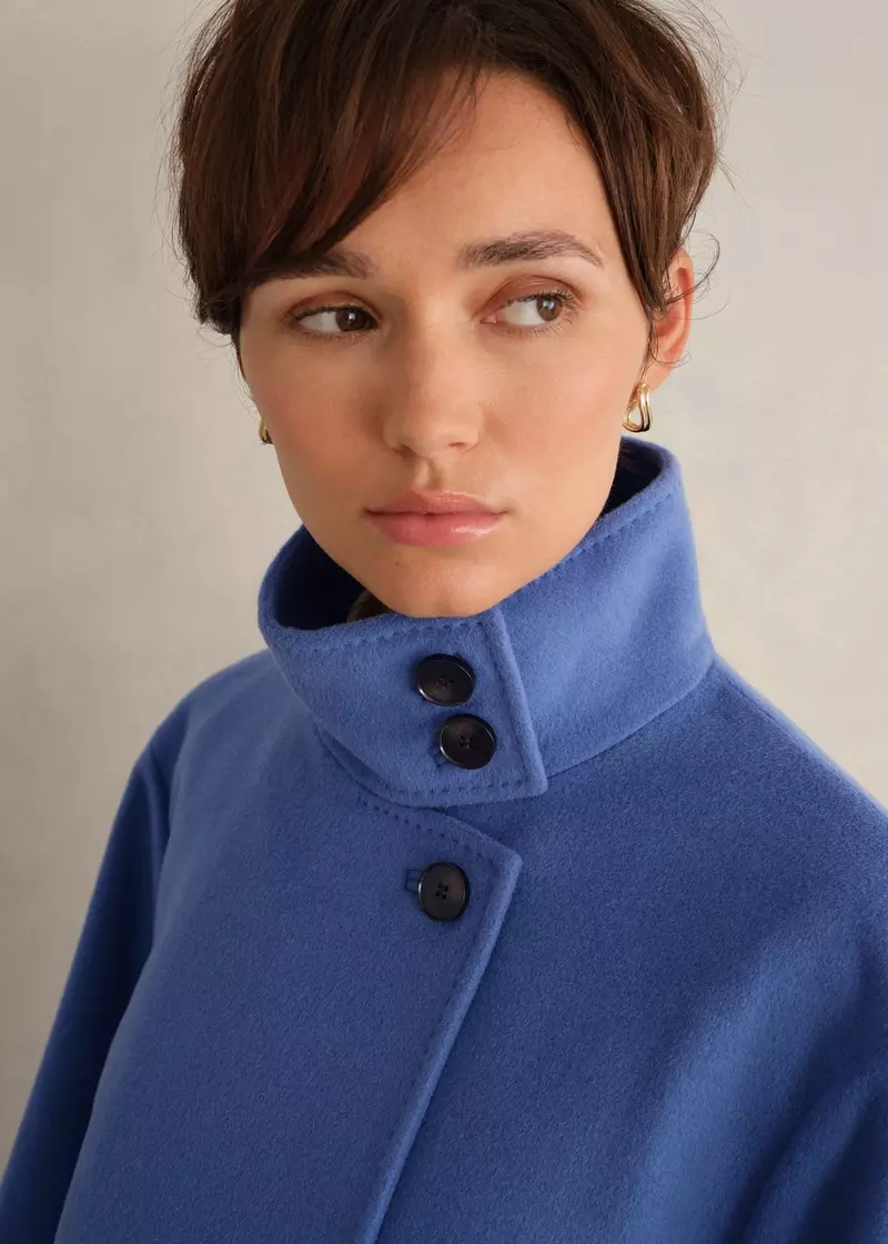 Remi Wool Blend Funnel Neck Jacket, Thistle Blue, hi-res
