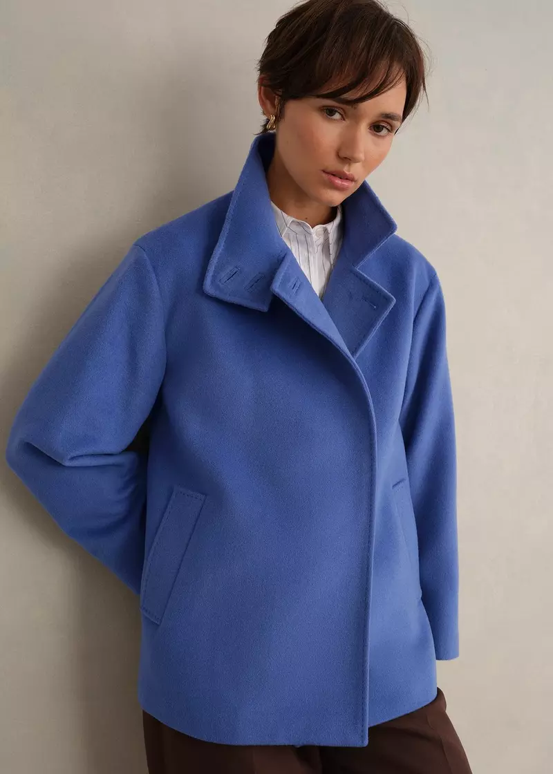 Remi Wool Blend Funnel Neck Jacket, Thistle Blue, hi-res