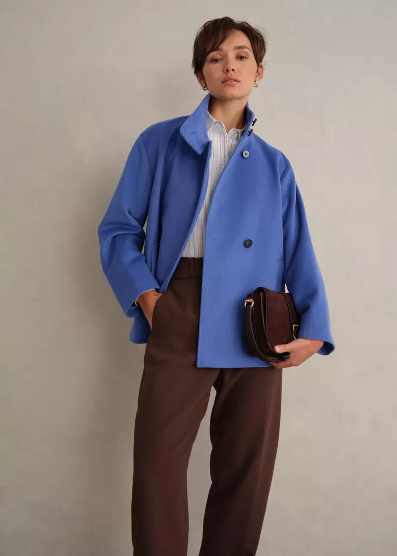 Remi Wool Blend Funnel Neck Jacket, Thistle Blue, hi-res