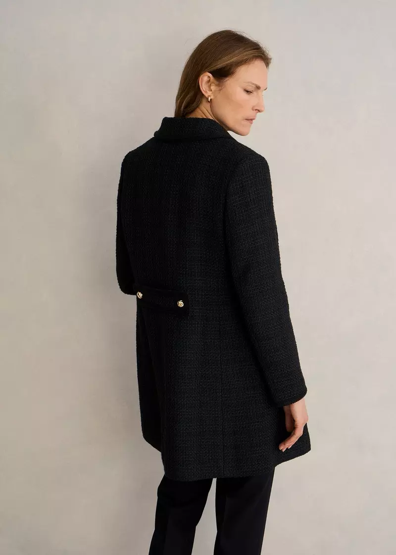 Evangeline Tweed Coat, Black, hi-res
