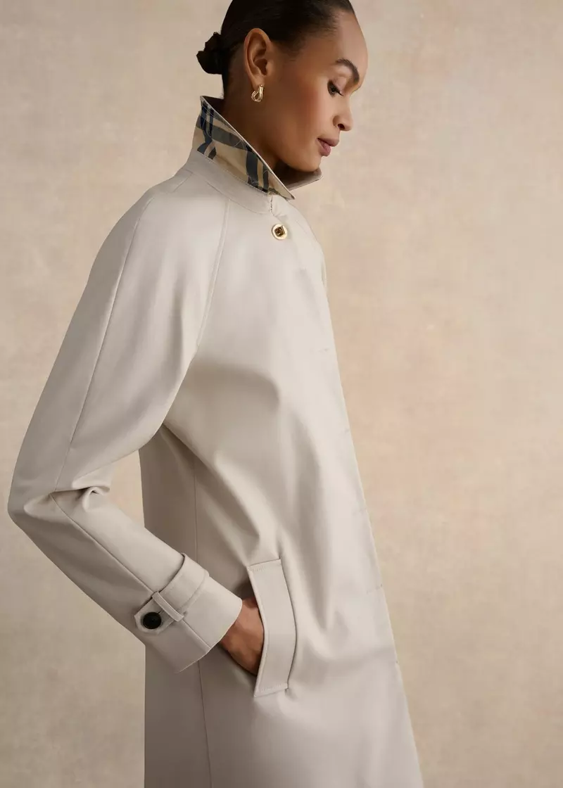 Vivienne Shower Resistant Trench Coat, Buff Grey, hi-res