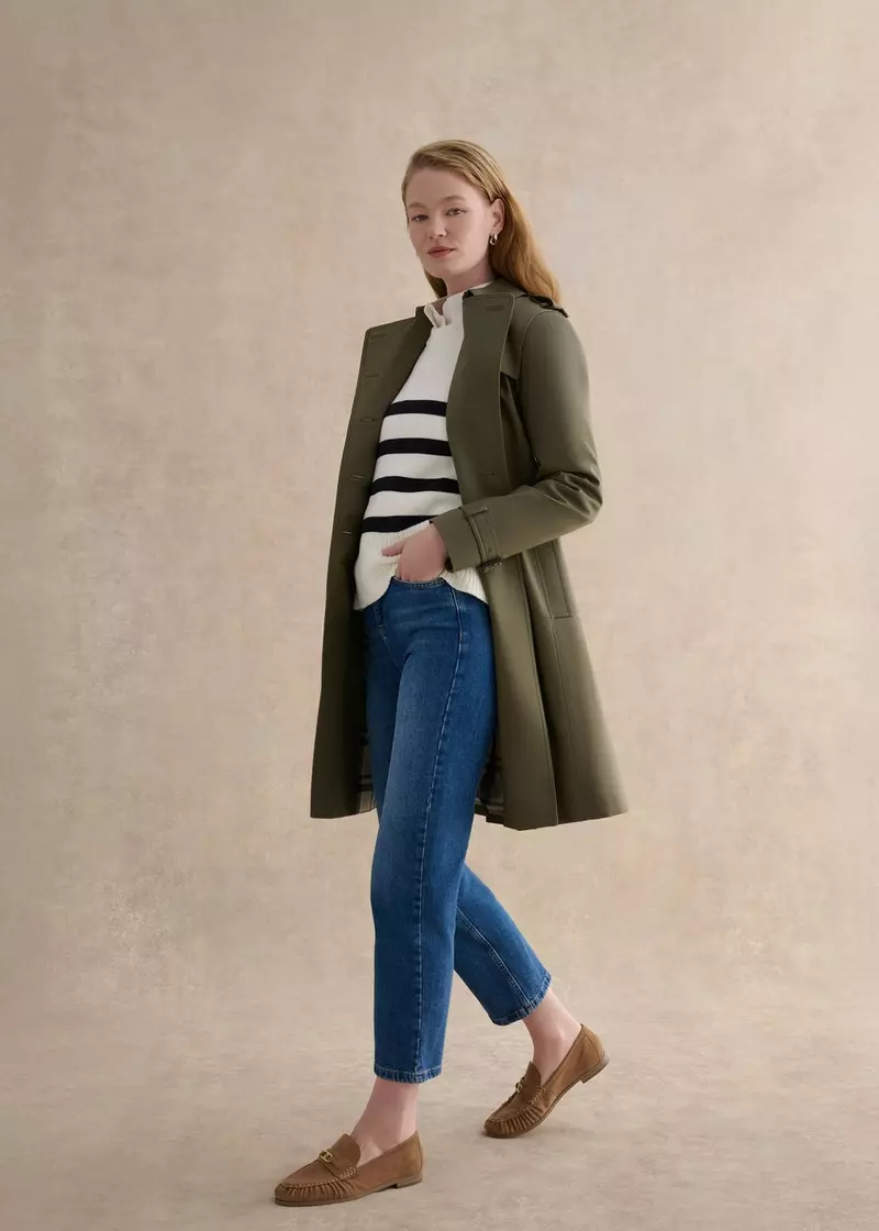 Skylar Shower Resistant Trench Coat, Olive Green, hi-res