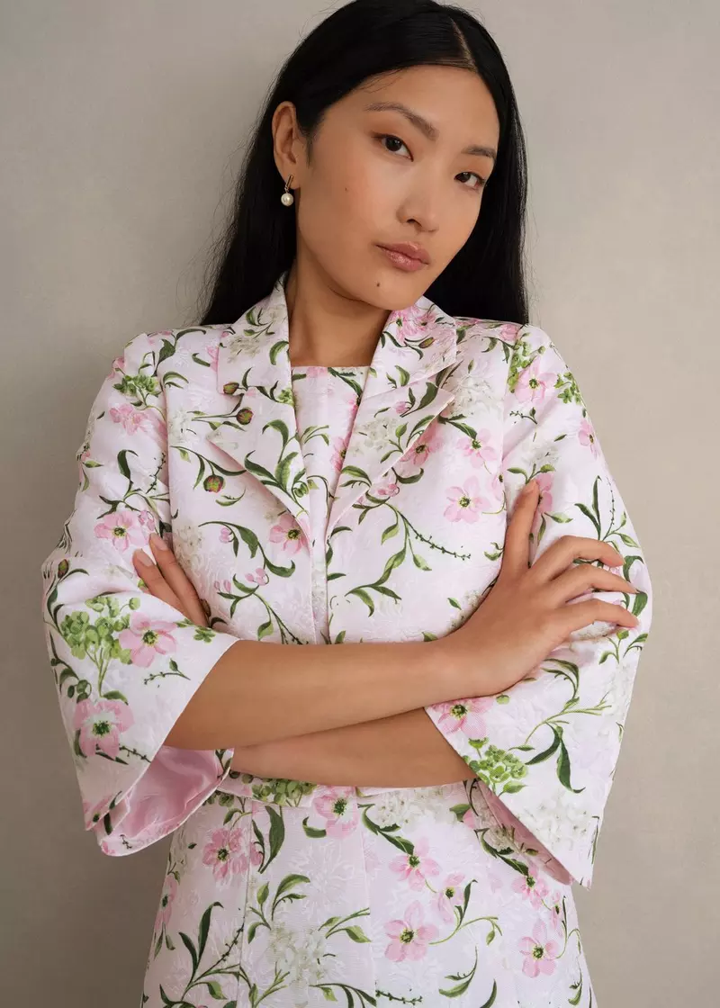 Lana Floral Jacquard Jacket, Pale Pink Multi, hi-res
