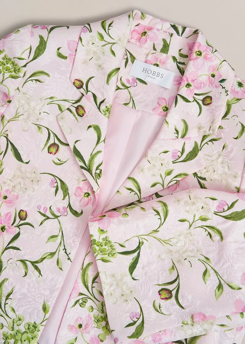 Lana Floral Jacquard Jacket, Pale Pink Multi, hi-res