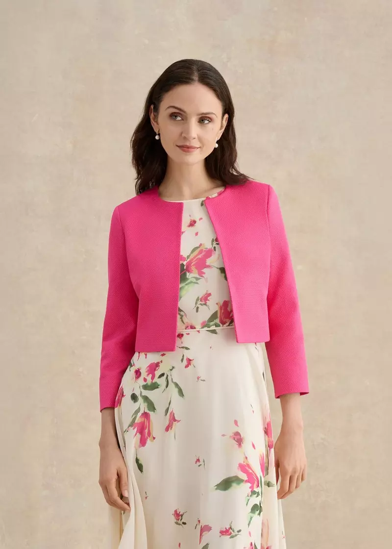 Elize Textured Jacket, Bright Pink, hi-res