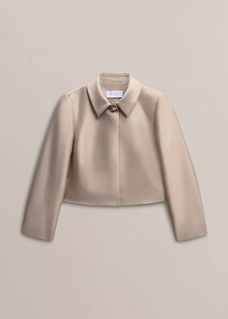 Avery Wool Silk Jacket, Oyster, hi-res