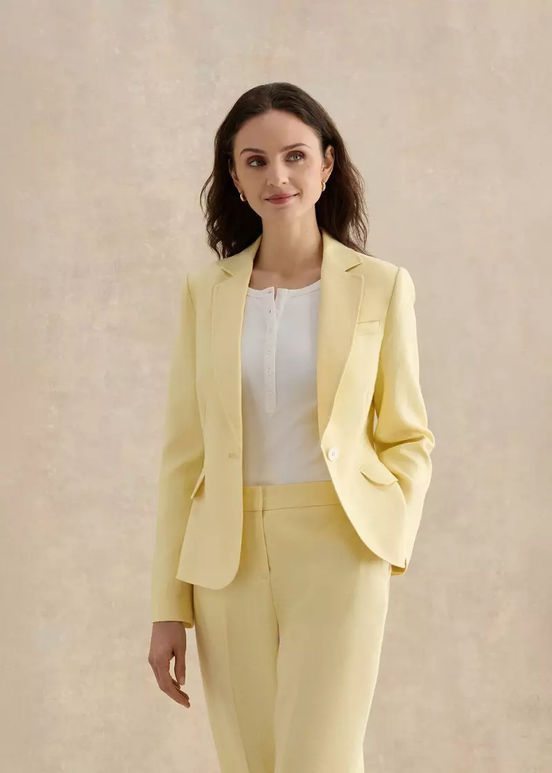 Adalee Linen Jacket, Soft Yellow, hi-res