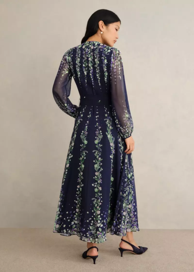 Ros Floral Silk Dress, Midnight Multi, hi-res