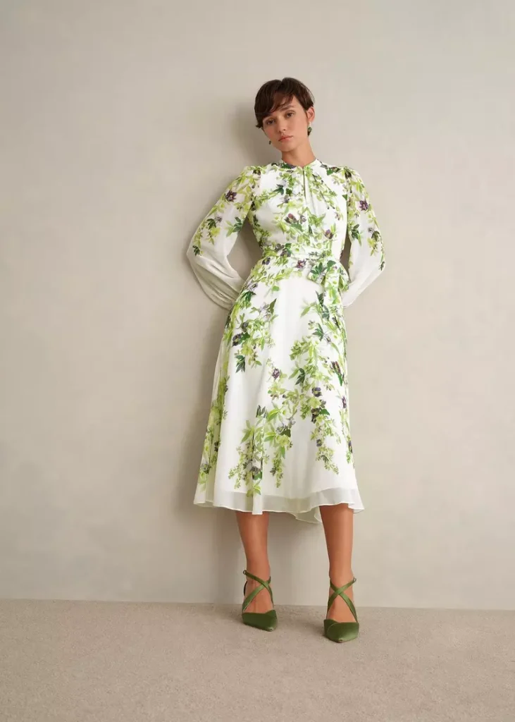 Pia Silk Floral Dress, Ivory Multi, hi-res