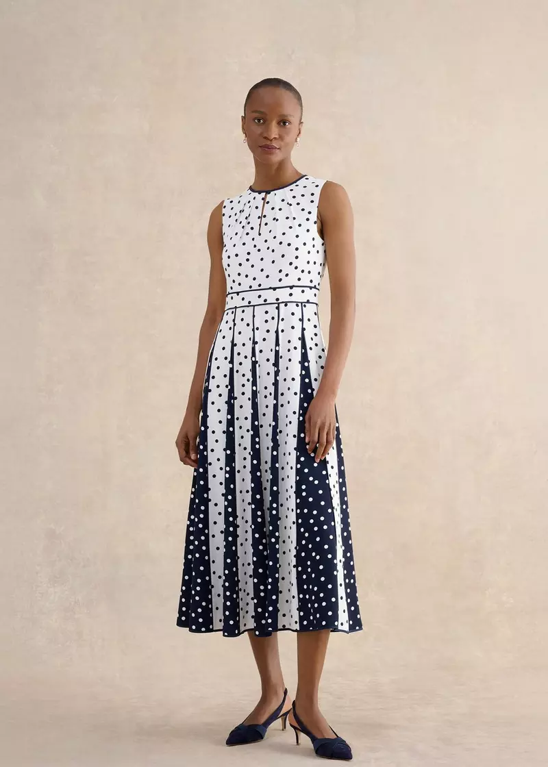 Angelica Spot Dress, Ivory Midnight, hi-res