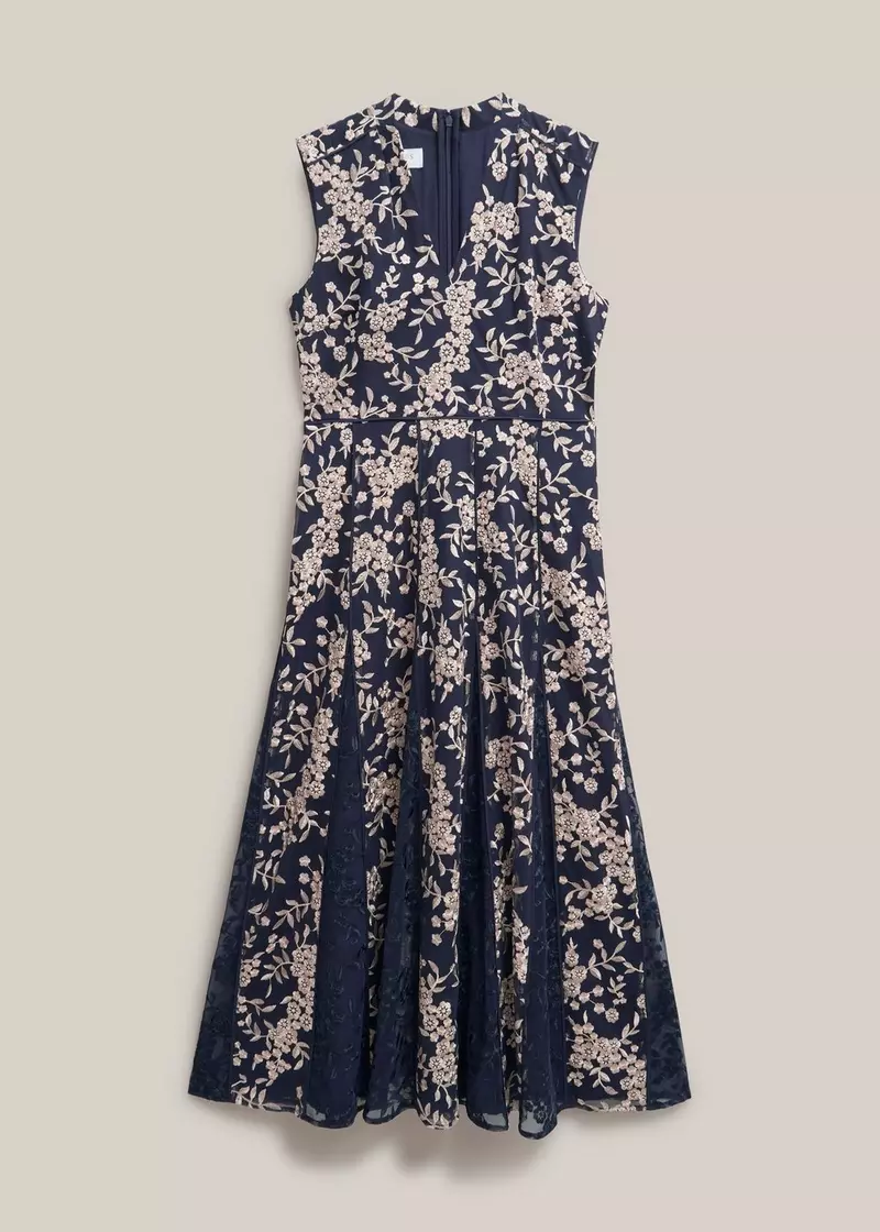 Petite Quin Embroidered Dress , Midnight Blush, hi-res
