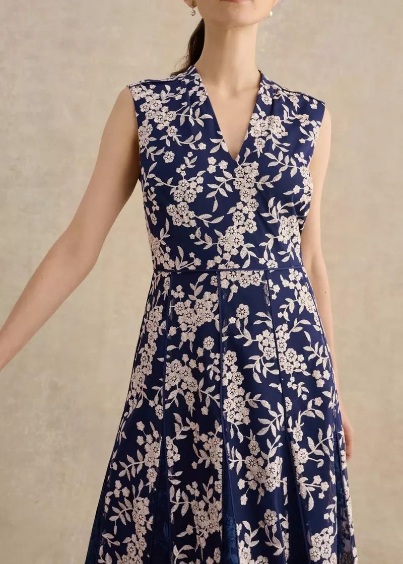 Petite Quin Embroidered Dress , Midnight Blush, hi-res