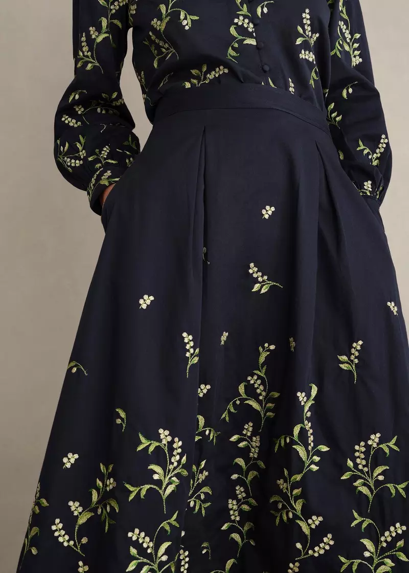 Annie Floral Embroidered Skirt, Midnight Multi, hi-res