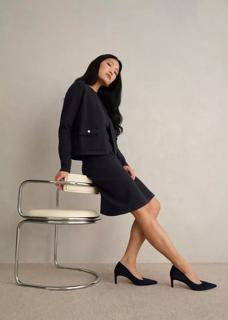 Petra Knitted Dress, Hobbs Navy, hi-res