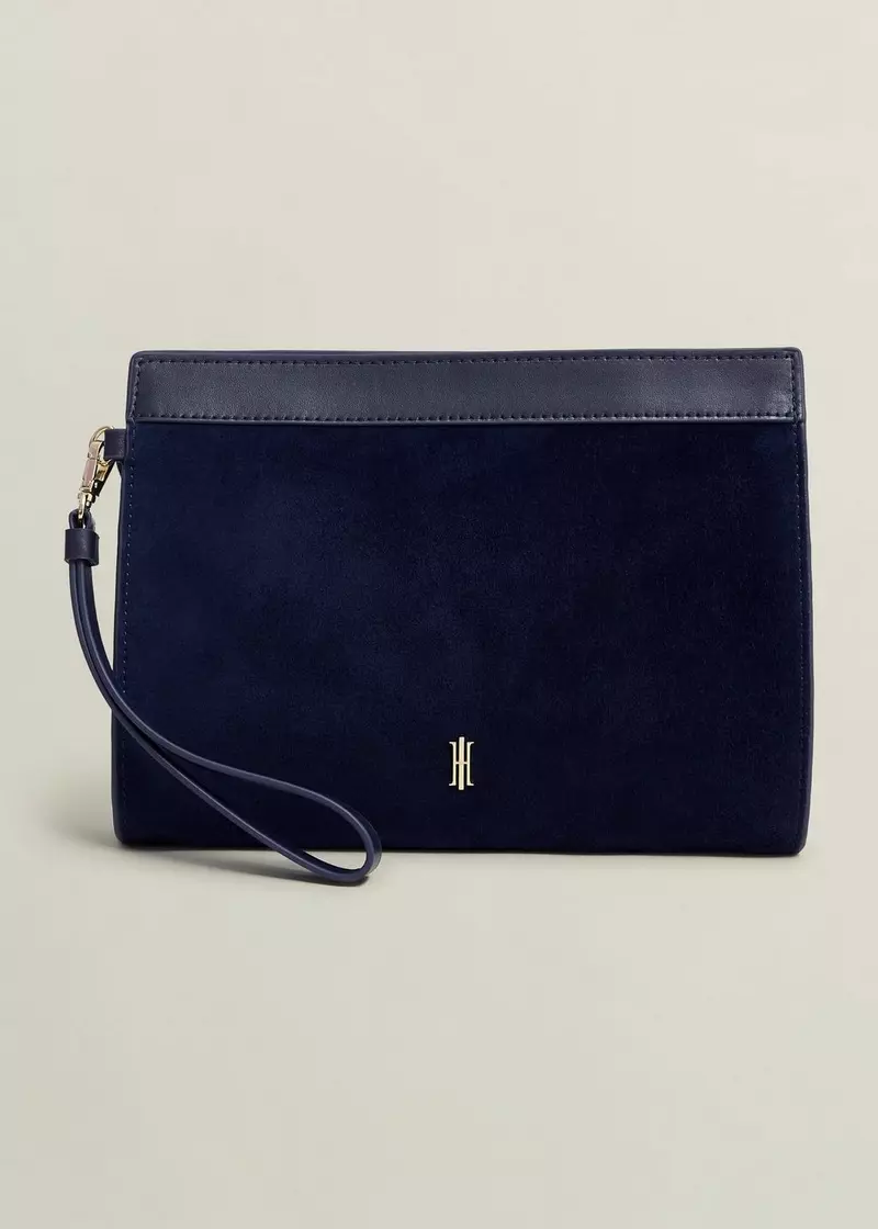 Catherine Suede Wristlet, Midnight Navy, hi-res